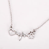 Pets Dogs Footprints Paw Heart Love Chain Necklace