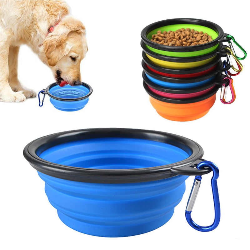 Silicone Dog Feeder Bowl with Cabiner Clip