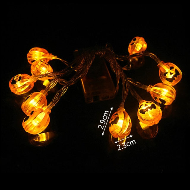 Halloween Pumpkin Ghost Skeletons Bat Spider Led Light String Festival Bar Home Party